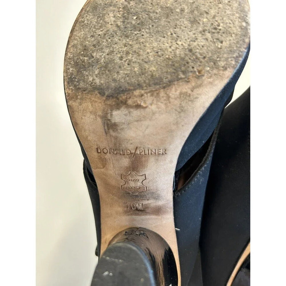 Donald J. Pliner Letta Heels Black Pointed Toe Slingback Block Heel Strappy 10 - Picture 7 of 10